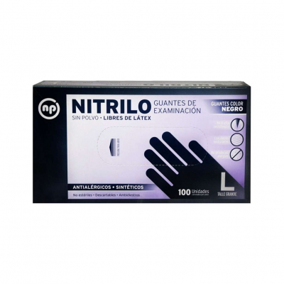 Guante NP Nitrilo Black descartable x 100/50 pares s/polvo Talle L
