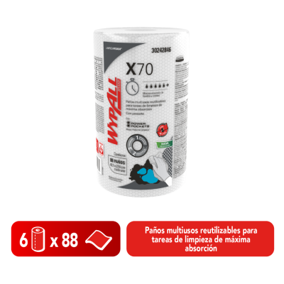 WypAll* X70 Plus Regular Roll Power Pockets